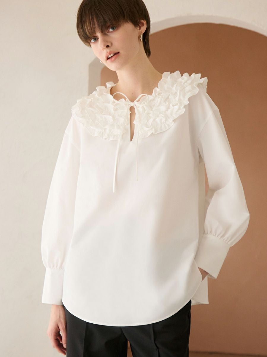 romile ロミール　キャンディネックブラウス　ホワイト SPIRAL BLOUSE（WHITE） | romile
