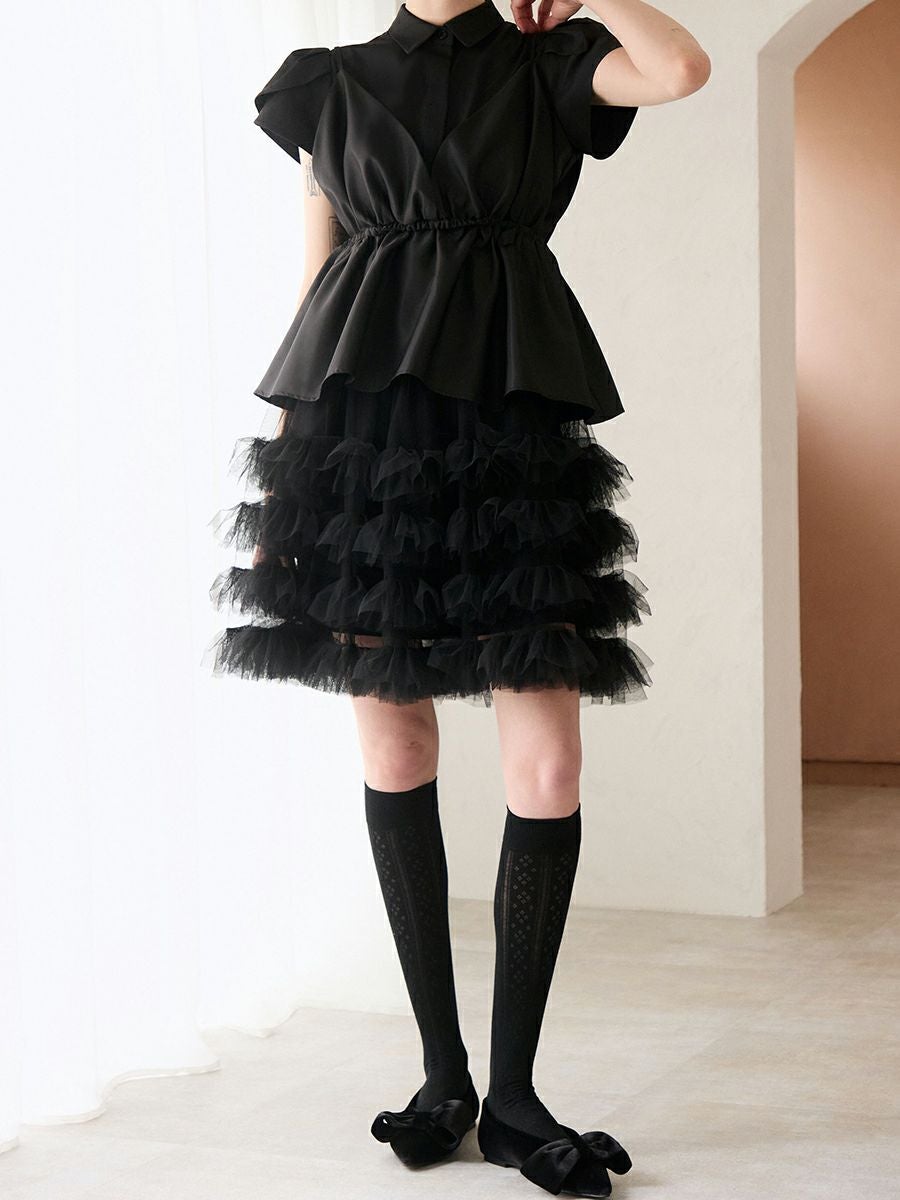 emm エム　tulip blouse チューリップブラウス　ブラック TULIP BLOUSE（BLACK） | romile
