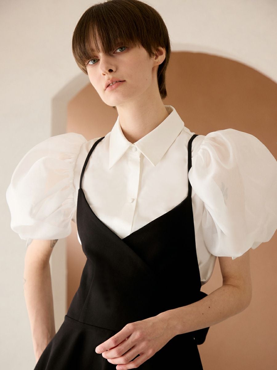 romile ロミール　キャンディネックブラウス　ホワイト MILLEFEUILLE COLLAR BLOUSE（WHITE） | romile