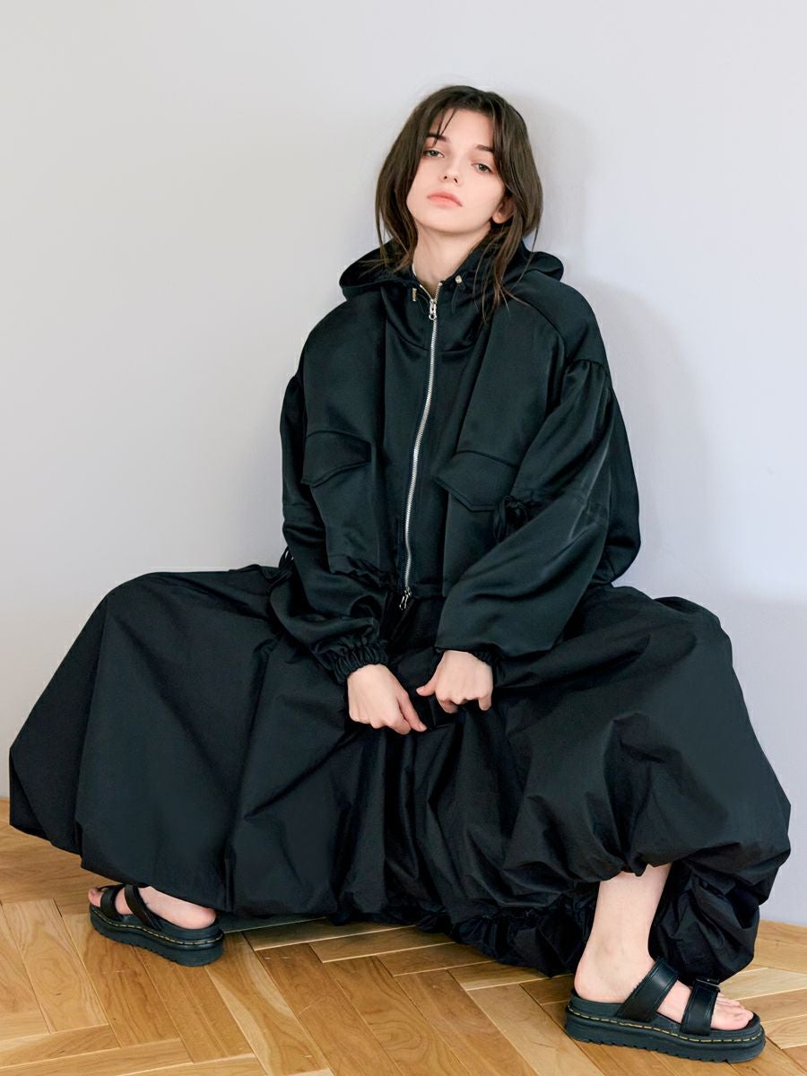 BALLOON CROPPED BLOUSON（BLACK） | romile