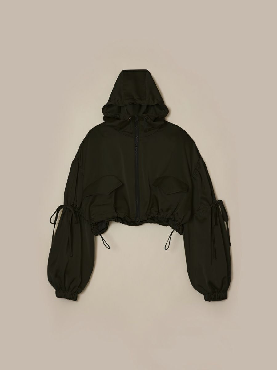 BALLOON CROPPED BLOUSON（BLACK） | romile