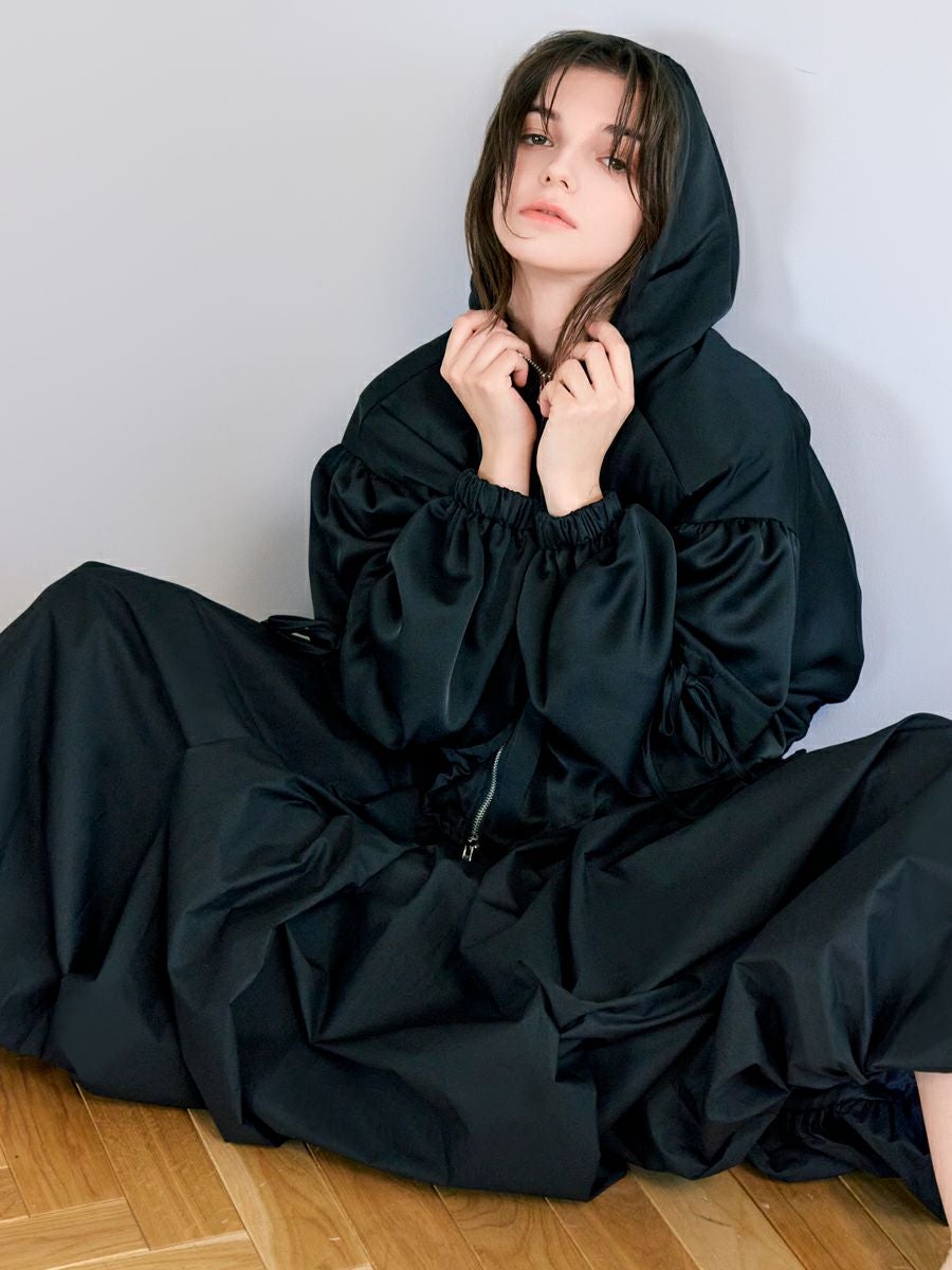 BALLOON CROPPED BLOUSON（BLACK） | romile