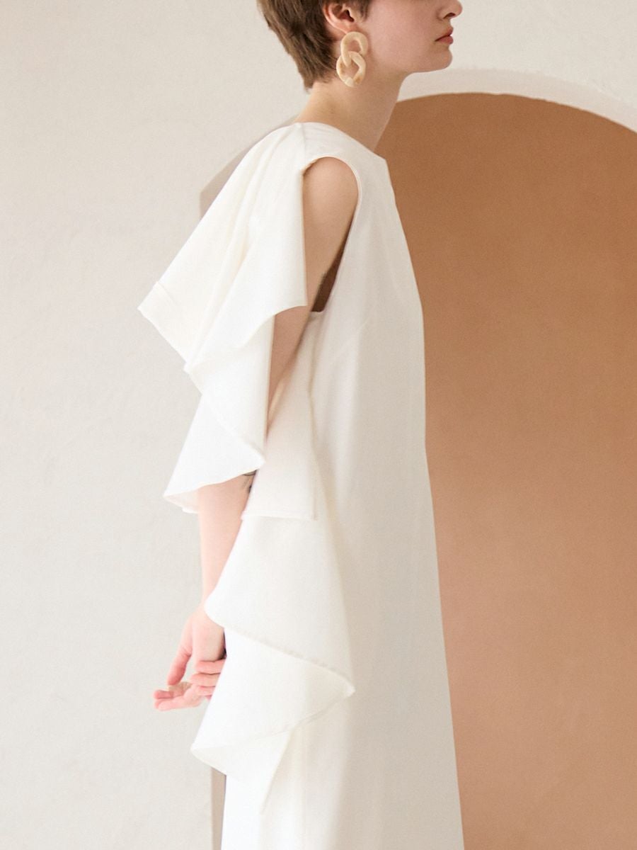 FRILL ASYMMETRY ONE-PIECE（WHITE） | romile