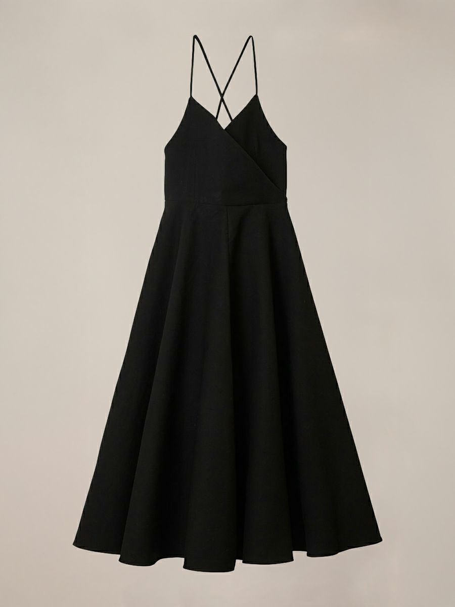 BACK CROSS JUMPER ONE-PIECE（BLACK） | romile