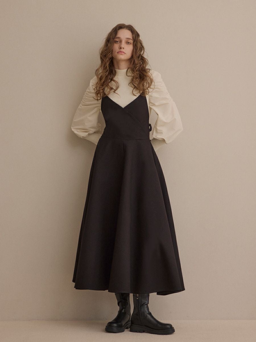 BACK CROSS JUMPER ONE-PIECE（BLACK） | romile