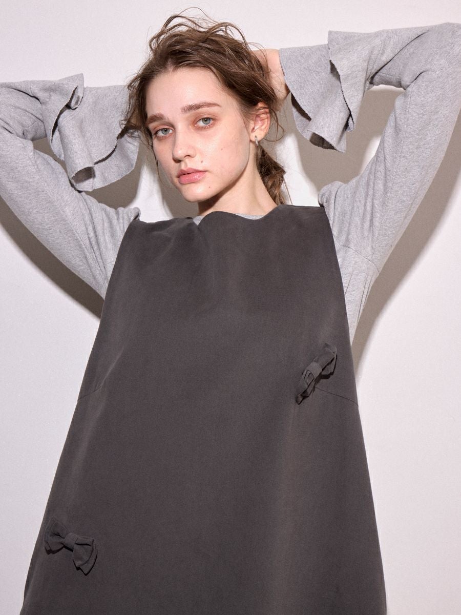 ミリブ☆ボートネック RIB KNIT ☆グレー mock neck cashmere mix rib knit top / gray - Madder vintage